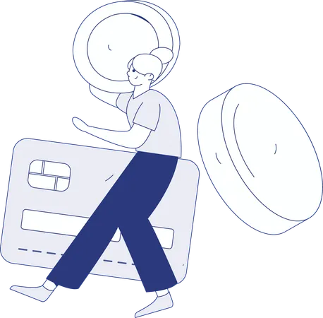 Woman paying through debit card  Illustration