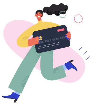 Woman paying via card for online shopping  Illustration