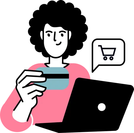 Woman paying via card  Illustration