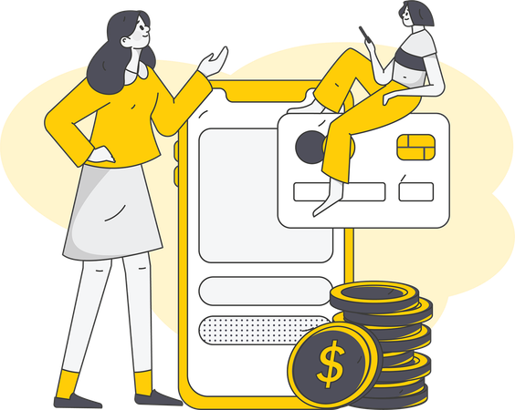 Woman paying via card  Illustration