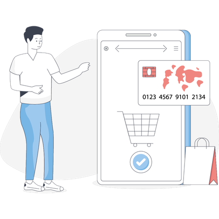Woman paying via card  Illustration
