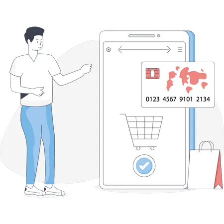 Woman paying via card  Illustration
