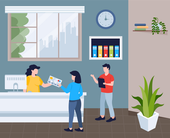 Woman paying via credit card  Illustration