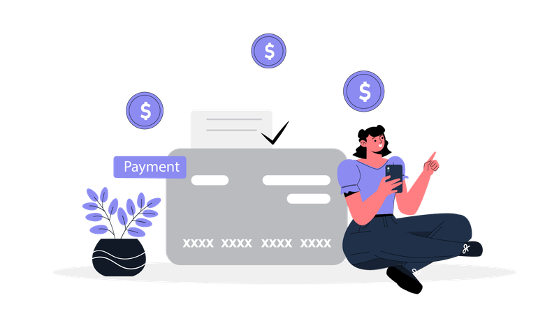 Woman payment by credit card  Illustration