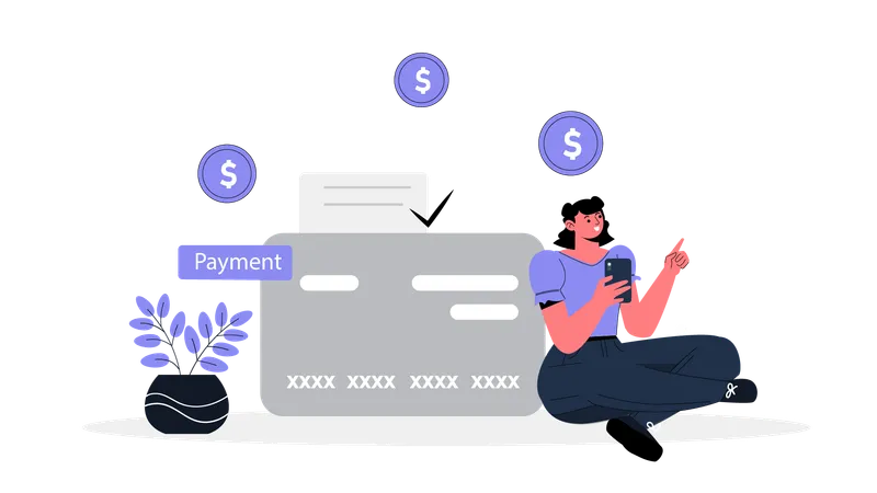 Woman payment by credit card  Illustration