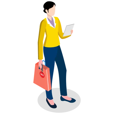 Woman payment online on mobile  Illustration