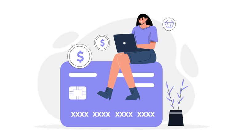 Woman payment via card  Illustration