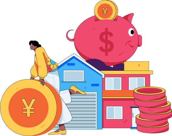 Woman pays home loan amount  Illustration