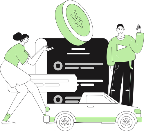 Woman pays insurance bill  Illustration