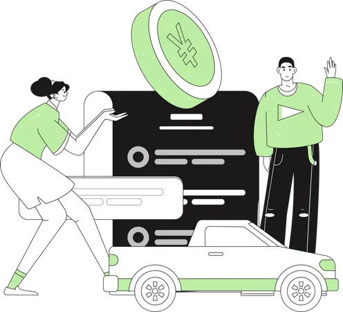 Woman pays insurance bill  Illustration