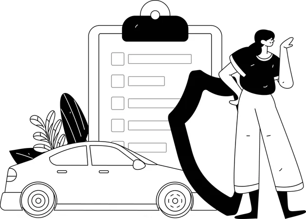 Woman pays insurance money  Illustration