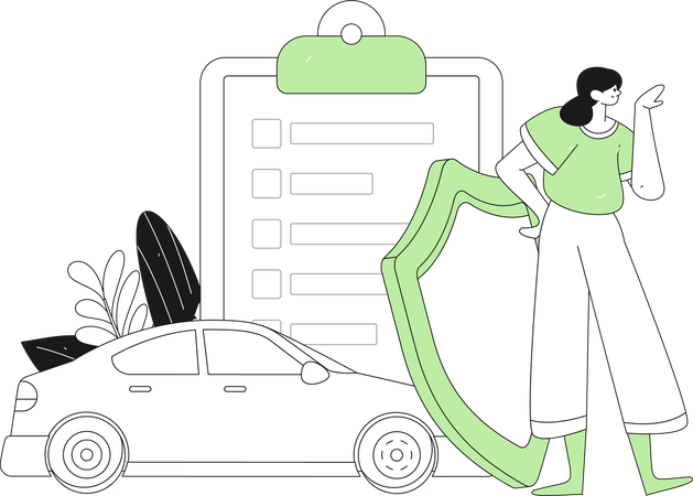 Woman pays insurance money  Illustration