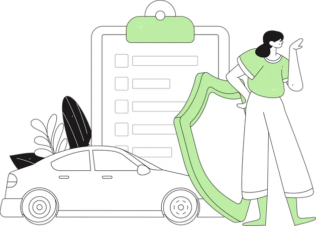 Woman pays insurance money  Illustration