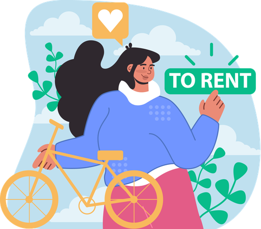 Woman pays money for rent  Illustration