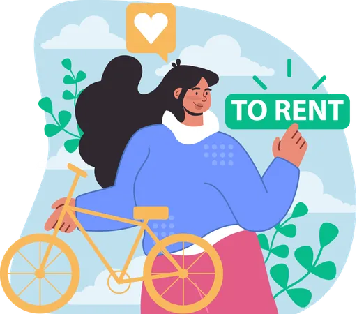 Woman pays money for rent  Illustration