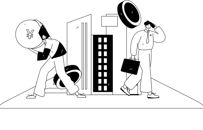 Woman pays online house rent  Illustration