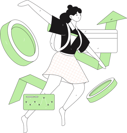 Woman pays through credit card for shopping  Illustration
