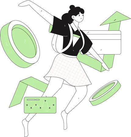 Woman pays through credit card for shopping  Illustration
