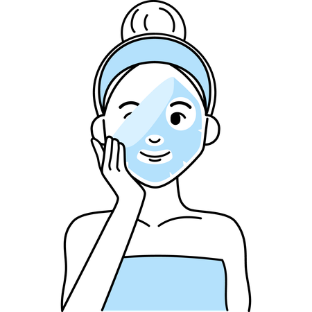 Woman Peel Off her Sheet Mask  イラスト
