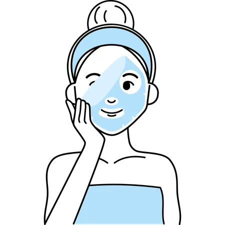 Woman Peel Off her Sheet Mask  Illustration