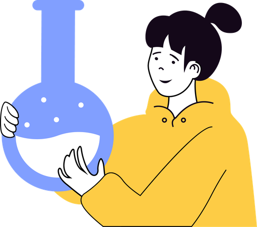 Woman performing chemical reaction  Illustration