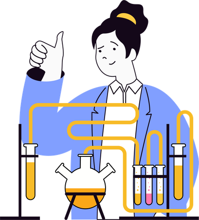 Woman performing lab experiments in lab  Illustration