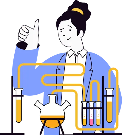 Woman performing lab experiments in lab  Illustration