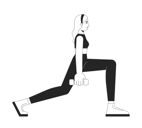 Woman performing lunges while holding dumbbells  Illustration