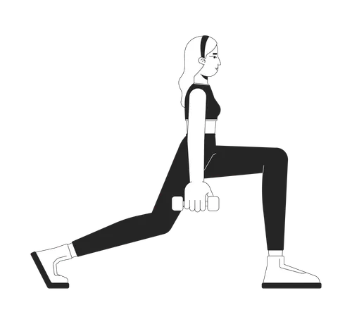 Woman performing lunges while holding dumbbells  Illustration