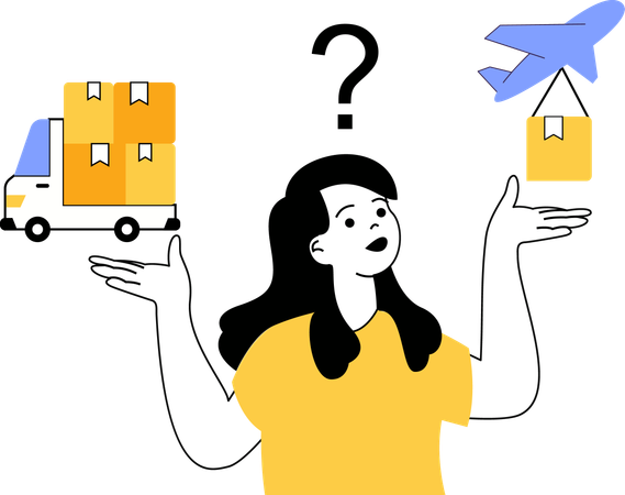 Woman performing plane delivery for customer  Illustration