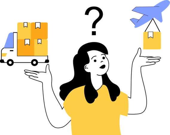 Woman performing plane delivery for customer  Illustration