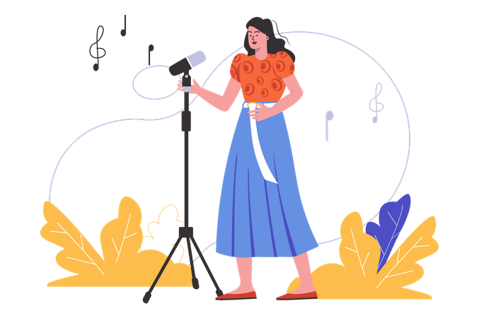 Woman performing song Illustration