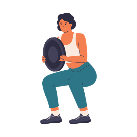Woman Performing Squats with Weight  Illustration