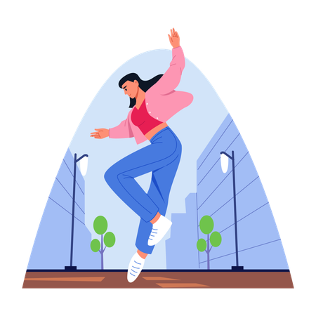 Woman performing street dance  Illustration
