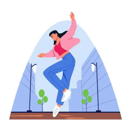 Woman performing street dance  Illustration