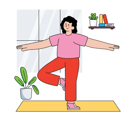 Woman performing yoga exercises  Illustration