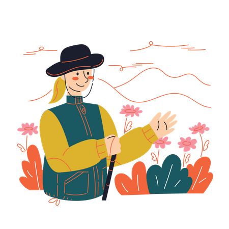 Woman picking flowers  Illustration