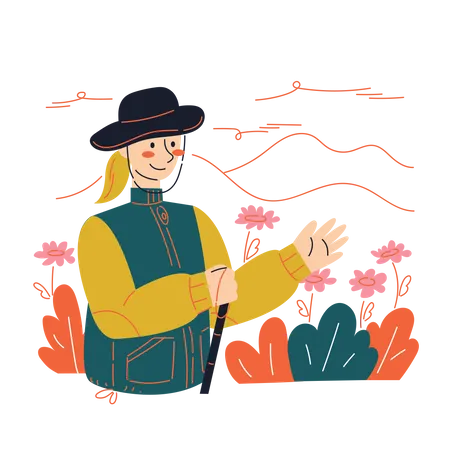 Woman picking flowers  Illustration