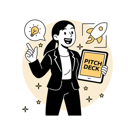 Woman Pitching  Startup Idea  Illustration