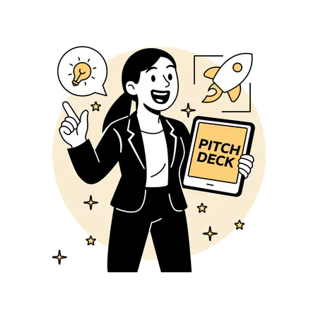 Woman Pitching  Startup Idea  Illustration