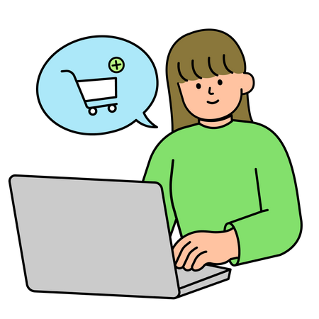 Woman placing internet order  Illustration