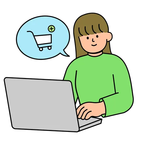 Woman Placing Internet Order Simple Style Illustration Illustration