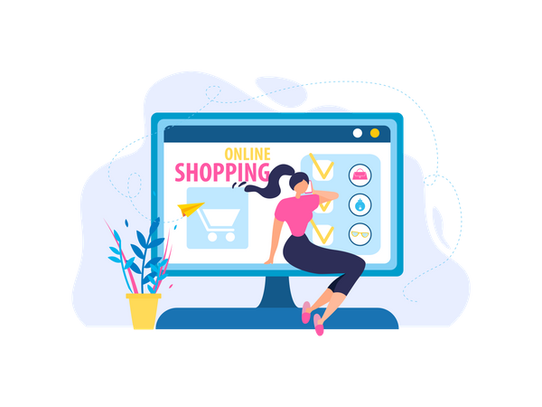 Woman placing order on online shopping website  Illustration