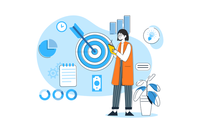 Woman Planning About Business Target  Illustration