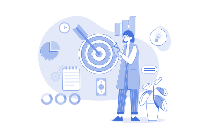 Woman Planning About Business Target  Illustration