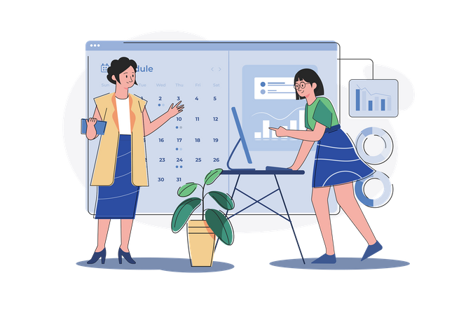 Woman Planning Business Schedule  Illustration