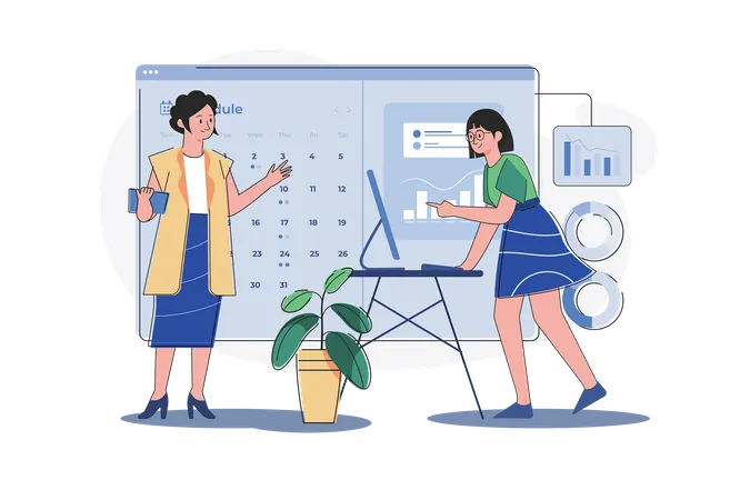 Woman Planning Business Schedule  Illustration