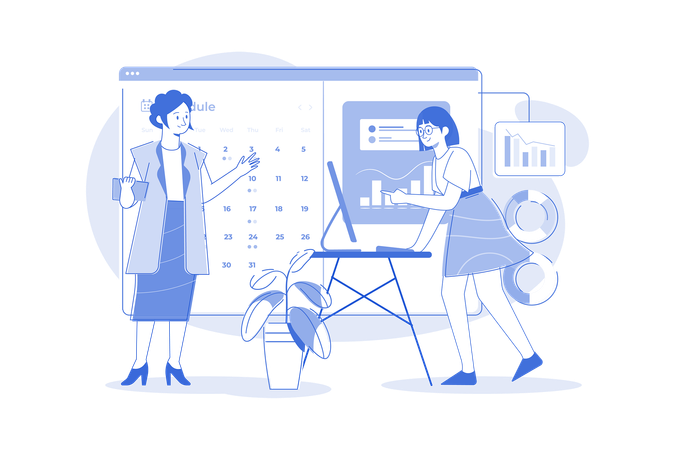 Woman Planning Business Schedule  Illustration