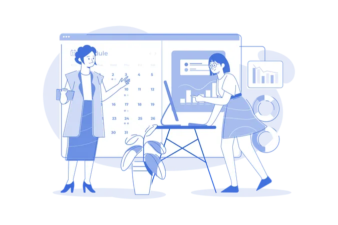 Woman Planning Business Schedule  Illustration