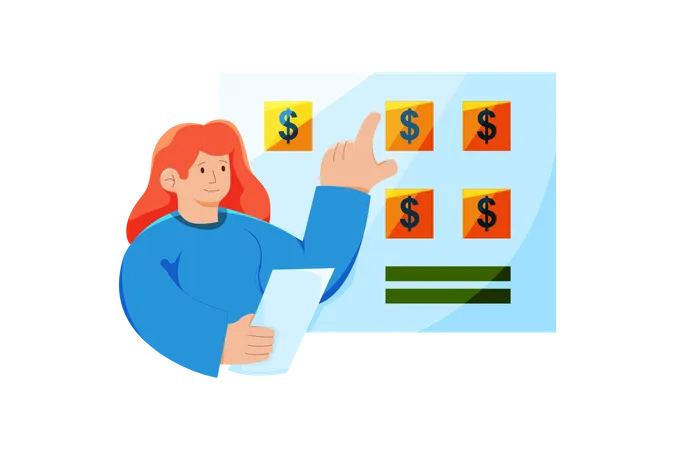 Woman planning finance  Illustration